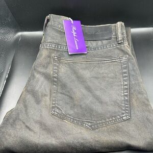 Ralph Lauren Purple Label Slim fit waxed jeans.